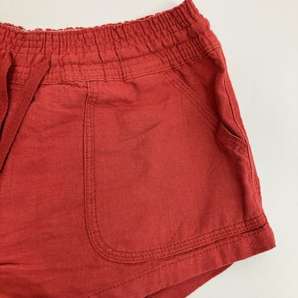 Altar'd State Women’s Linen Rayon Drawstring 3” Paper Bag Shorts Size M Red - Picture 6 of 9